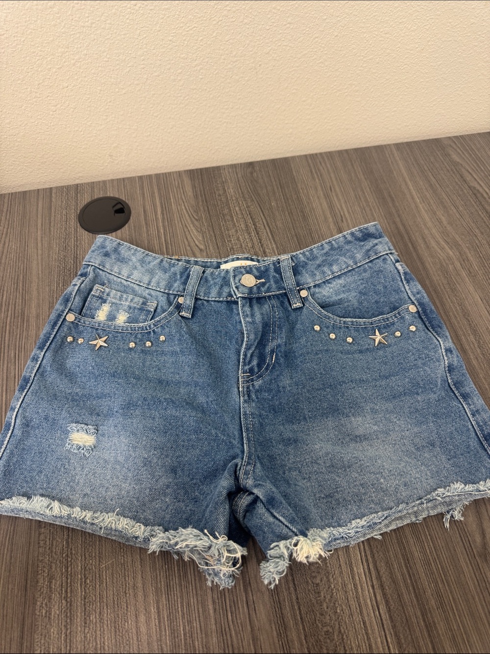 Austin Landing Women's Blue Denim Shorts with Star Studs